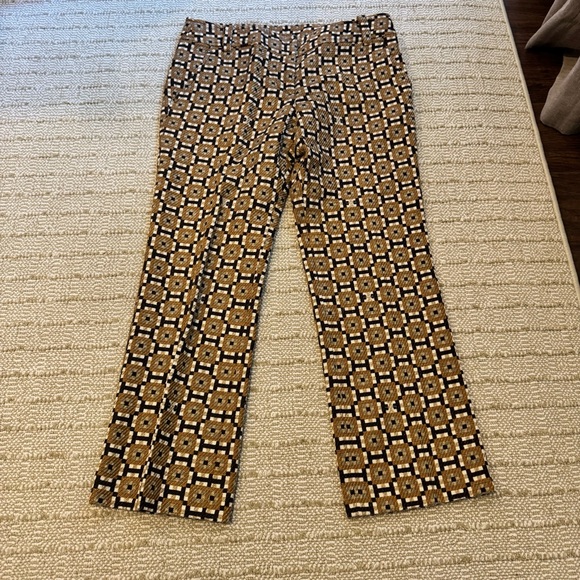 Tory Burch Pants - Tory Burch Brown Gold and Black Patterned Geometric Pants | Size 6